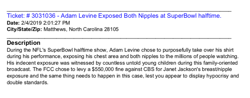 Illustration for article titled America Vs. Adam Levine's Nipples: All The FCC Viewer Complaints About The Super Bowl Halftime Show